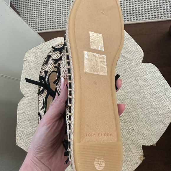 Black and White Bows Mesh Tory Burch Espadrille - Picture 5 of 6